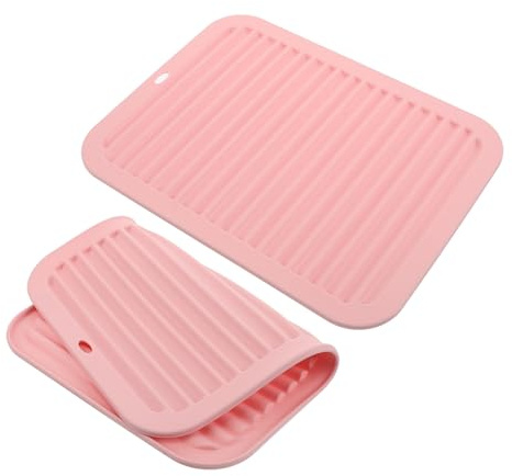 FIXOSHEE Lot De 2 Tapis Chauffants Pour Outils De Coiffure Support De Voyage Pour Fer À Friser Accessoires De Beauté Pour Femmes Tapis Chauffant Pour Fer À Friser Rose