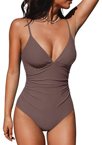 Maillot de Bain Une pièce Femme col V ajusté Push up Effet Gainant Gaine Ventre Plat séchage Rapide pour Voyage nage