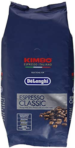 De'Longhi Kimbo DLSC611 Caffè in grani 35% Arabica e 65% Robusta per Macchine da Caffè Automatiche, 1KG, Made in Italy, Tostatura media, Gusto Speziato e Caramello, Origine Brasile, Colombia e India