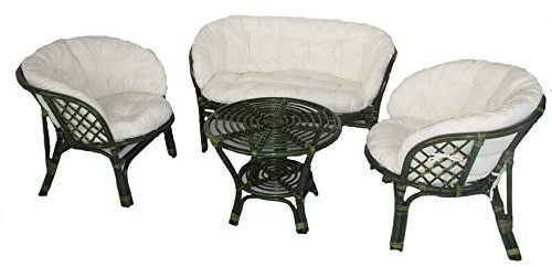 fantasie d oriente SALOTTO VIMINI RATTAN DECAPATO VERDE TERRAZZO GIARDINO PER ESTERNO SALOTTO IN VIMINI RATTAN 2 POLTRONA 1 DIVANO 1 TAVOLO spedito su bancale