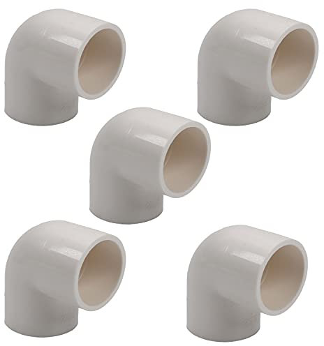 Othmro 2,5 cm ID PVC Fitting Ellenbogen 90 Grad rechtwinklig 5 Stück, Möbelqualität Rohrverschraubung Kupplung Verbinder für DIY PVC Regal Garten Unterstützung Struktur Aufbewahrungsrahmen Weiß