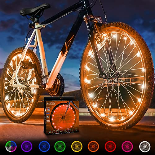 Activ Life LED Bike Wheel Lights: Light Up Your Summer Adventures, 100% Brighter & Visible from All Angles for Ultimate Safety and Style - Batteries Included, Great Gift, 2-Tire Pack, Orange