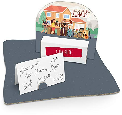 itenga Geldgeschenk I Motiv Umzug/Alles Gute im neuen Zuhause I Geburtstag I Mitbringsel I Gutschein I Geschenkverpackung mit Bodenplatte, Geschenkkarte und Stickerbogen - zum Basteln und Dekorieren