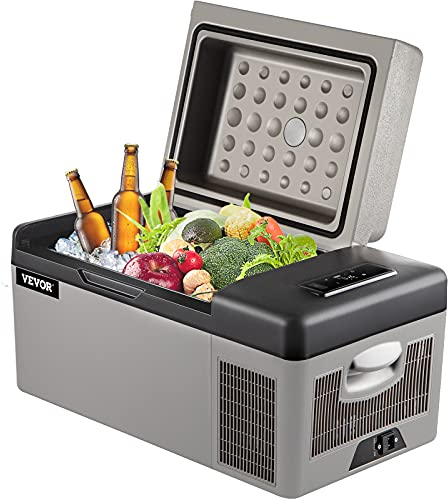 VEVOR Mini Réfrigérateur de Voiture 20L Mini Frigo Portable Électrique 45W avec Panneau Numérique -20 à 20℃ pour Garder la Fraicheur des Boissons et Bieres 0.2 kw.h/24 h Camping 56x29x30CM (20L)