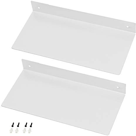 Mensola in metallo bianco per parete, stile moderno industriale, lunghezza 30 cm, mensola angolare per bagno, ripiano resistente per esporre collezioni