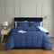 HIG 3 pièces Couette 200x200 cm pour lit 2 Personne – 250GSM Microfibre Douce Couette Réversible avec 2 Taie d'oreiller 50x75 cm – Certifié Oeko-TEX Couette Matelassée pour Les 4 Saisons(Bleu Marine)