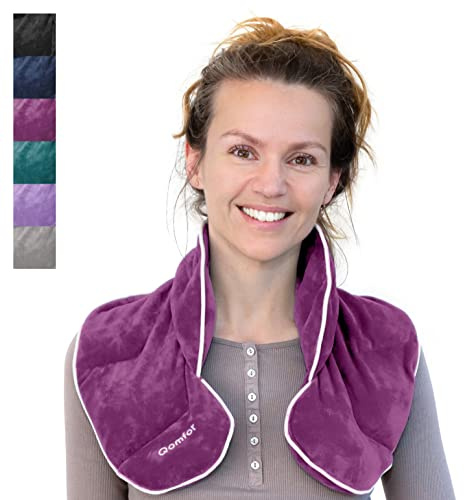 Qomfor - Oreiller chauffant pour micro-ondes - Violet marron, parfum lavande - Oreiller lesté pour le cou/les épaules de 1,5 kg - Thérapie par le chaud/le froid, soulagement de la douleur