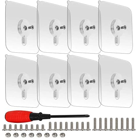 YUANQIAN Juego de 8 Tornillos Adhesivos para Pared Sin Marcas y Sin Necesidad de Perforar