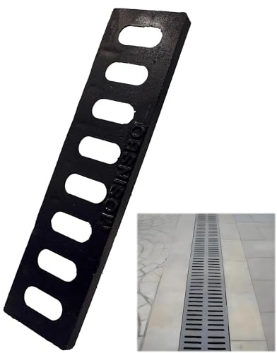 MOSINSBO Cast Iron Drain Grate 17x4 in, B-Class 28100 lbs Heavy-Duty Driveway Channel Cover, Outdoor Trench Drainage Grate, Black Rectangle Metal Sewer Cover for Garage (True 17.3x4.5)