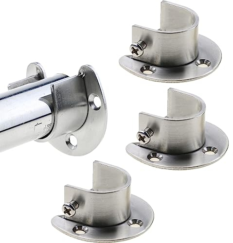 4 Stück Kleiderstangen Halterung für Rund Schrankrohr-Stange Edelstahl U Förmig Kleiderstangenhalter Flansch Holder Spurstangenkopf mit Schrauben für Kleiderschrank, Balkon, Badezimmer (38mm)