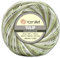 Frida's Wollhaus YarnArt 50 g Tulip Häkelgarn Filetgarn Mikrofaser glänzend seidig 49 Farben (451 | Weiß-khaki-grün)