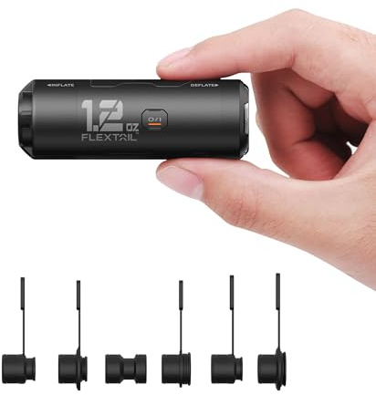 FLEXTAILGEAR Mini Electric Air Pump, 34g Rechargeable Pump for Sleeping Mats, Swappable Battery, 6 Nozzles, 2.5kPa 180L/min Fast Inflate & Deflate for Camping and Outdoor Inflatables