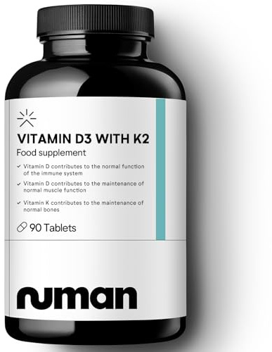 Numan Vitamin D3 and K2 Supplement – D3 4000iu and K2 Vitamin, High Strength, 3 Months of Supply, UK Made, Vegetarian