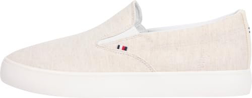 Tommy Hilfiger Herren Vulcanized Sneaker Low Slip On zum Reinschlüpfen, Weiß (Ecru), 42