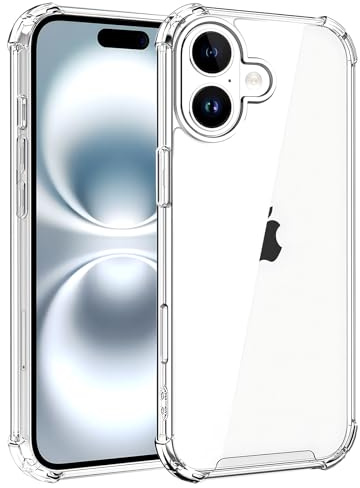 Whioltl Coque pour iPhone 16 6,1 Pouces, HD Clair Étui de Protection Antichoc avec Coins Renforcés, Transparente Souple TPU Bumper Housse Case Cover, Anti-Rayures, Anti-Jaunissement, Claire