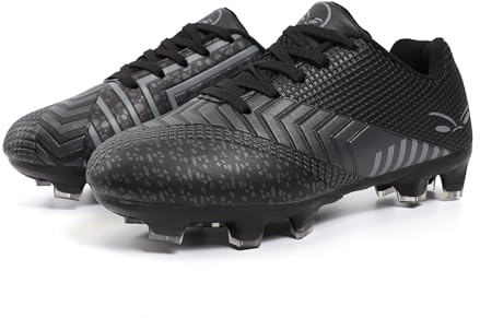 YHLLZY Football Boots for Boy Football Shoes Kids Girls FG/AG Soccer Athletics Sport Shoes Black 6UK