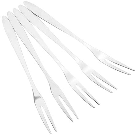 OFFSCH 6pezzi Forchettine Da Frutta in Acciaio Inossidabile Forchette Due Punte Eleganti Design Minimalista Leggere e Confortevoli Per Dessert e Buffet