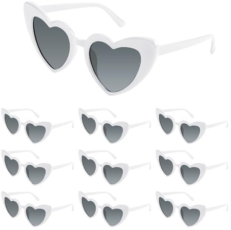 Bouiexye Lunettes de soleil vintage en forme de cœur pour enterrement de vie de jeune fille, accessoire de fête de demoiselle d'honneur, blanc, Taille unique