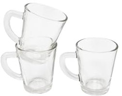 CUCUBA Set 3 Tazzine da Caffè in Vetro Trasparente Forma Alta 70ml Lavabili