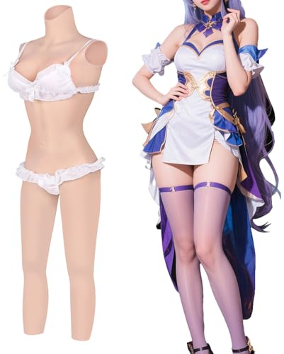 YEEFAIRY Bodycon in Silicone per Crossdresser Seno Falso con Pantaloni a Nove Punti Aspect Femminile Protesi con Tubo Artificiale Lungo Uso per Transgender e Cosplay (Coppa B, Gel, Pelle Chiara)