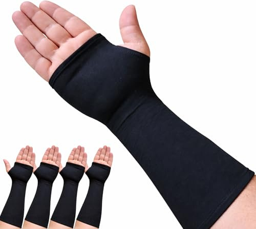 valueify Lot de 4 manchons de thérapie pour les mains, soutien du poignet et de l'avant-bras sous attelles, bretelles et gants de compression (long L)