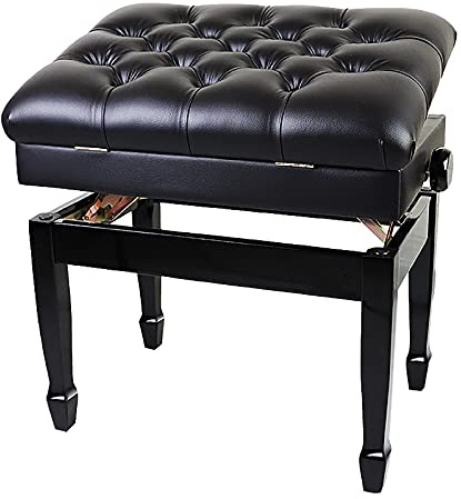 Pianopall Höjdjusterbar pianobänk med notförvaringsfack Enkel keyboardbänk med hästskoben, Höjd: 50~60 cm,