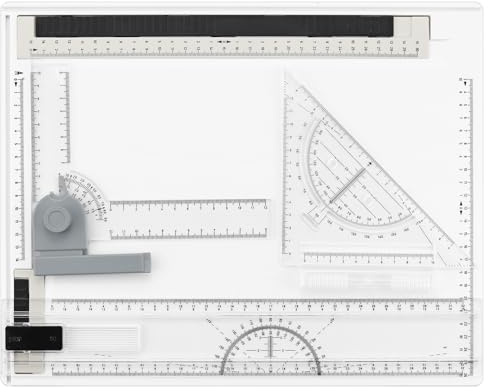 COLFULINE Zeichenplatte A4 Set, 37x30cm Zeichenbrett DIN A4 Zeichenplatten mit T-Quadrat, L-Rotationslineal & Winkelmesser, Zeichenwinkel Verstellbar, Drawing Board für Student Künstler Architekte usw