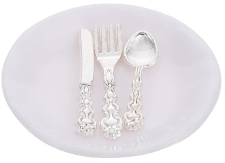 TOYANDONA Juego de 6 Vajillas Miniatura para Casas de Muñecas, Incluye Cuchillo, Tenedor y Cuchara, Material Seguro y Superficie Lisa, Accesorios de Decoración y Juguetes, Kit