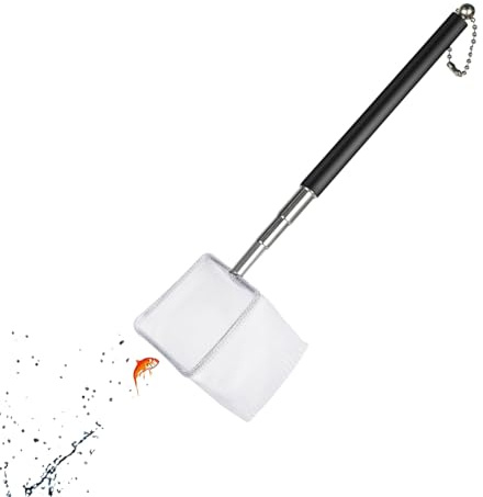 6.5CM Mini Épuisette Aquarium, Manche Extensible en Acier Inoxydable Arrées