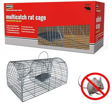 Pest-Stop Multi Catch Rat Cage - Cage for Indoors - Durable Reusable Snap Traps - Rat Trap for Rodent Control - 15 Rats At One Setting