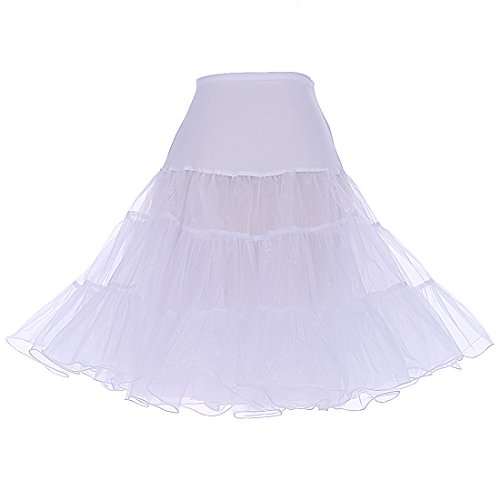 DRESSTELLS Petticoat Unterrock Damen Reifrock Dirndl Petticoats Weiß 1950er Rockabilly Kleider Pettycode Unterrock Kurz Tüllrock Meerjungfrau Kostüm White M