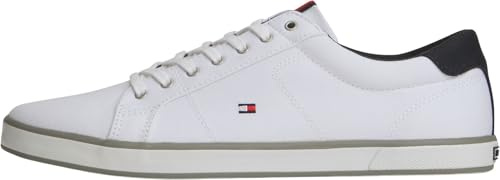 Tommy Hilfiger Zapatillas para Hombre Sneaker con Suela Vulcanizada, Blanco (White), 39
