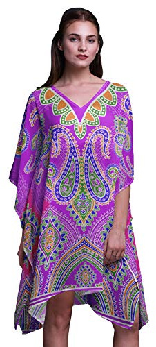 Phagun Rose ogivale Damasse Beach Kaftan Bikini Cover up Robe Midi Femme Courte Caftan-4X-5X