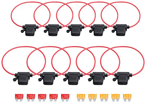 Sicherungshalter Wasserdichte Standard-Sicherungshalter 10 stück 12V 16AWG ATO-Klinge in Reihe Sicherungshalter