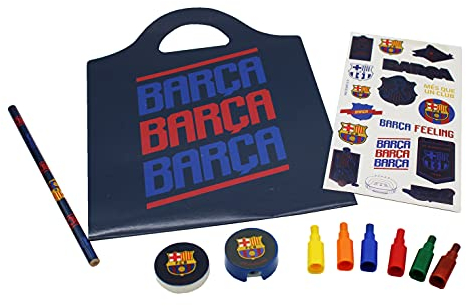 FC Barcelona- Pappersset, Portfölj med skolmaterial, Kreativa aktiviteter, Officiell produkt (CyP Brands)
