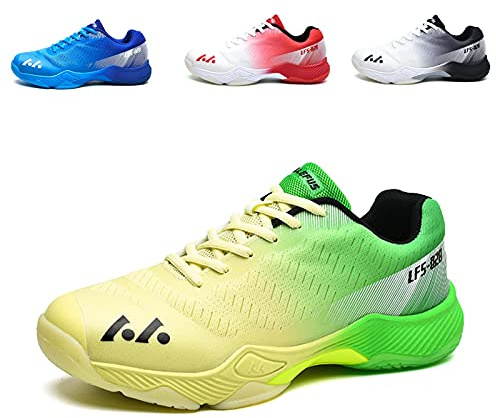 BLBK Badmintonskor, squashskor, inomhusskor för olika golvbeläggningar, bekväma och fast grepp/unisex volleybollskor, Gul färggradient grön, 42 EU