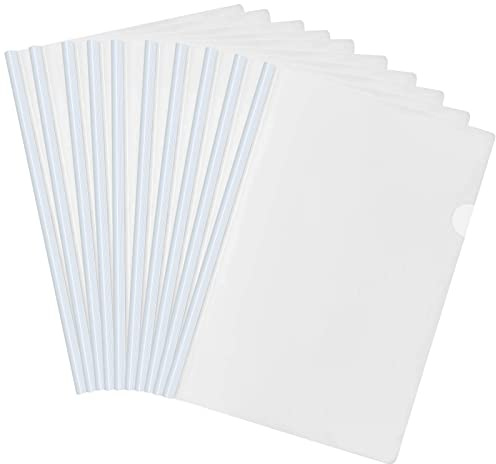 10 Feuilles Plastique A4 Dossier Coulissante, Clair Chemise de Couvertures de Rapports avec Reliure Barre Coulissante pour Accueil École Bureau Documents Classification (Blanc)