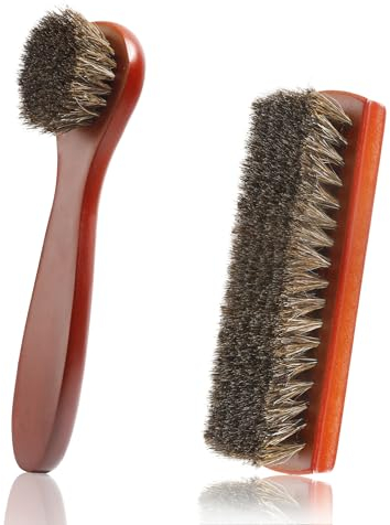 Kit de limpieza de zapatos, 2 piezas de pelo de caballo, cepillo para zapatos de ante, brillante para zapatos negros, sofás, interiores de coche