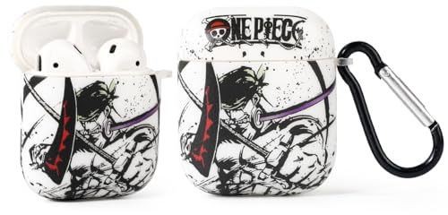 LEWOTE Compatible avec Apple AirPods (2e/1ère génération) - Coque de protection amusante et mignonne avec porte-clés (Cool Zoro)