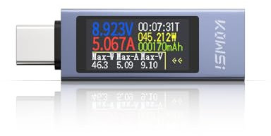 YEREADW Tester USB C Multimetro Digitale 4-30V 0-12A Tipo-C Voltmetro Volt Amperometro, Tester di Tensione e Corrente Rilevatore Carica Batteria Caricabatterie USB Tester Elettrico