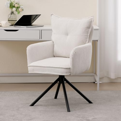 chairus Silla de Escritorio Giratoria en Pana, Blanco
