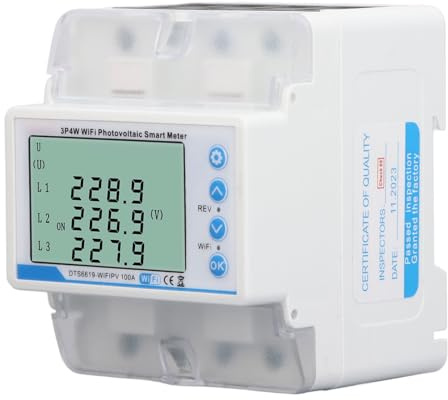 WALFRONT Contatore Intelligente Fotovoltaico WiFi, Tecnologia A 4 Fili, Protezione Multifunzione, Corrente Nominale 60-300 V 100 A per il Monitoraggio dell'energia Solare