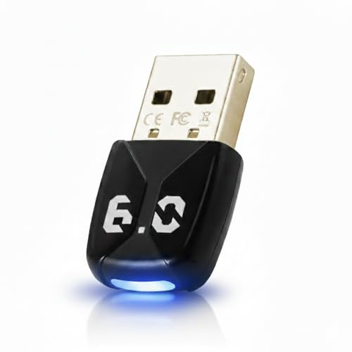 Adaptateur Bluetooth 6.0 PC - USB Bluetooth Dongle pour Windows 11/10/8.1/8, Plug & Play, Souris, Clavier, Casque