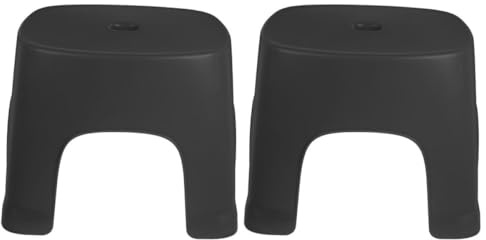 VERDANVERSE Lot de 2 Tabourets de Toilette en Pvc Noir Antidérapants, Petits Marchepieds Compacts pour Salle de Bain, Repose-pieds Robustes Adaptés pour Adultes, Usage Domestique et Bureau,