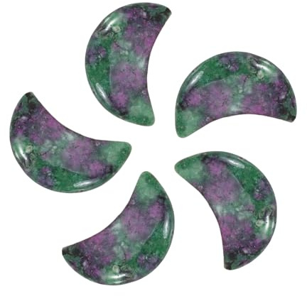 QUARKZMAN 5 Piezas Piedra La Moon De Cristal Anti-Estrés, 0.5 Pulgadas De Longitud Piedra Natural Zoisita Moon Al Por Mayor, Piedras Talladas Para Bolsillo Decoración Meditación.