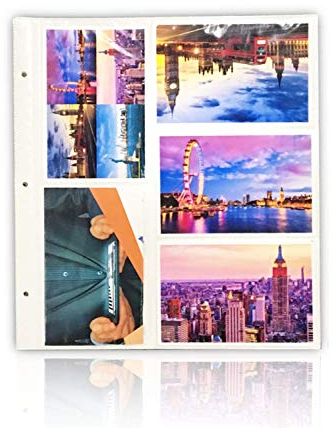 Arpan 20 Refill Slip in Pocket Photo Album Sheet Holds 6x4'' 200 Photos For Large Ringbinder Photo Album, white Cream