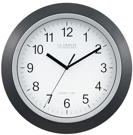 La Crosse Technology WT-3129B 12 Inch Atomic Analog Wall Clock, Pack of 1, Black