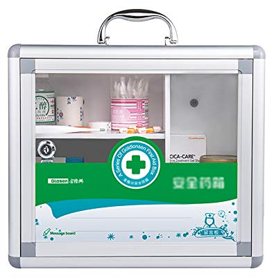 Wall Mount Medicine Cabinet Portable Family First Aid Box with Clear Glass Door Emergency Medicine Box for Emergencies at Home,School,Office and Outdoor