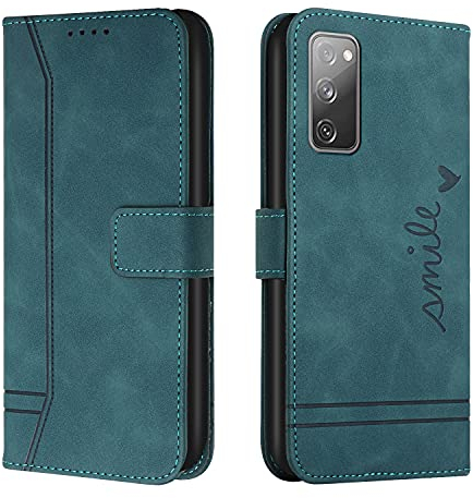 Trugox Handyhülle für Samsung Galaxy S20 FE 5G Hülle Klappbar Klapphülle mit Kartenfach Handytasche Handy Schutzhülle Tasche Leder Wallet Flip Case Slim Book Cover - Blaugrün