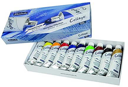Schmincke - College Oil, Ölfarbenset 10 x 35 ml Aluminium-Tuben, 85 706 097, Künstler-Ölfarben in Studienqualität, Grundsortiment, Künstlerpigmenten